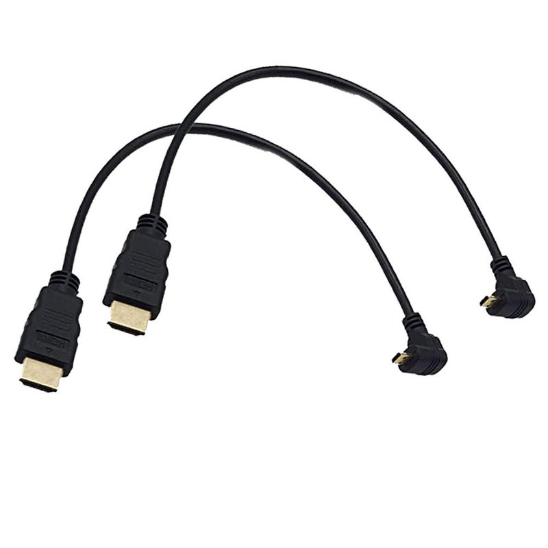 Seadream Angled Micro HDMI to Standard HDMI Cable 2Pack 1Foot 90 Degree Up Angle Micro HDMI Male to HDMI Male Cable Connector (2Pack Up Angled) - Image 1